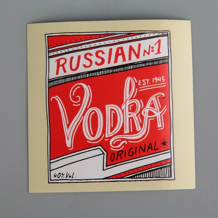 Flessticker " Vodka origina", rood