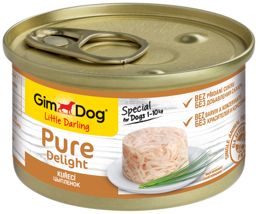 Dosenfutter für Hunde GIMDOG Pure Delight, Huhn, 85g
