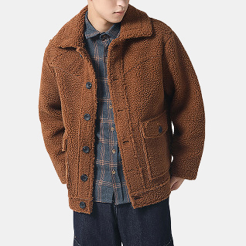 Fleece Herren große praktische Taschen verdickter warmer fester Mantel