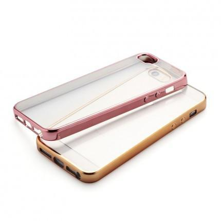 Silikonski pokrov za Apple iPhone SE / 5S / 5 z odbijačem (rožnato zlato)