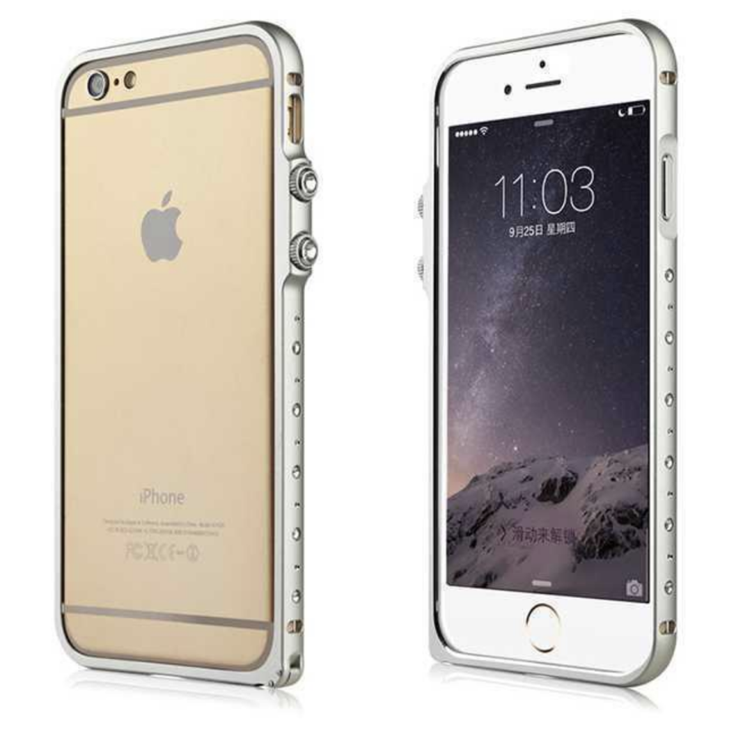 Prevleka za silikon Apple iPhone 6 / 6S z odbijačem / okrasnimi kamni (srebrna)