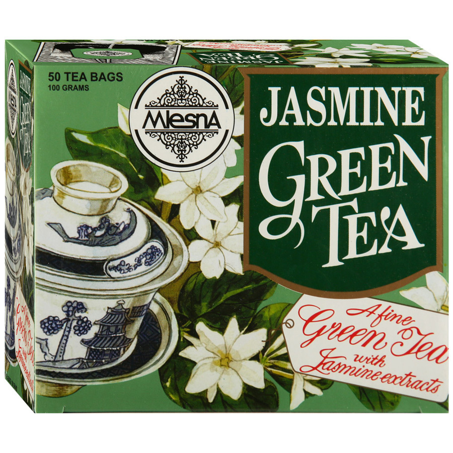 תה ירוק Mlesna Ceylon בטעם תמצית יסמין טבעית 50 שקיות 2 גרם כל אחת