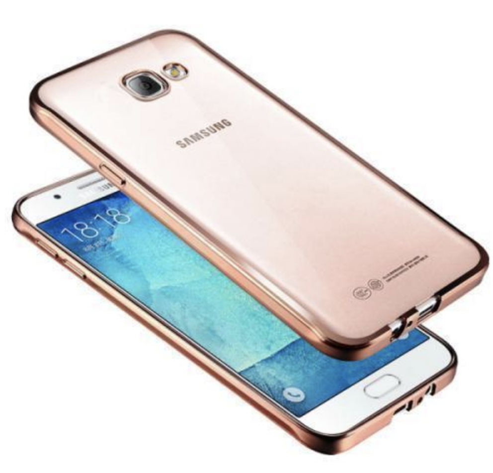 Prevleka za Samsung Galaxy A7 (2016) silikon z odbijačem (rožnato zlato)