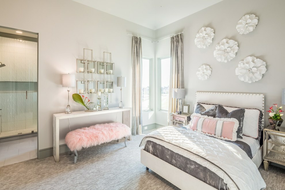 graues rosa Schlafzimmer für Mädchen