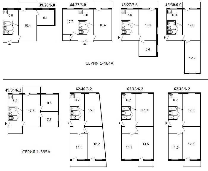 Diseños de brezhnevok de tres habitaciones en casas de paneles.