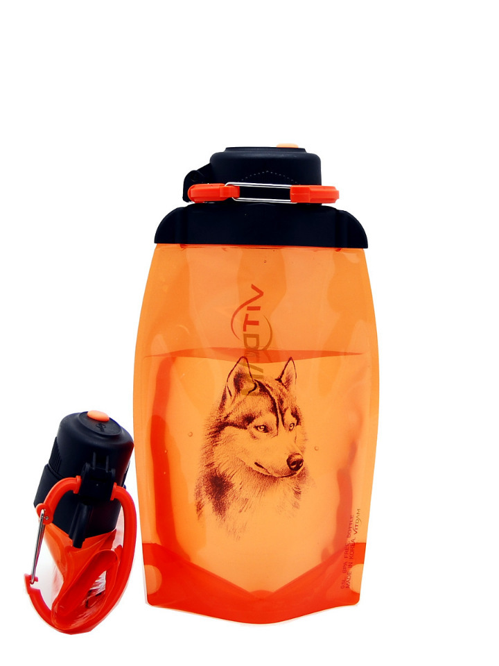 Sulankstomas ekologiškas butelis, oranžinis, tūris 500 ml (straipsnis B050ORS-1303) su paveikslėliu