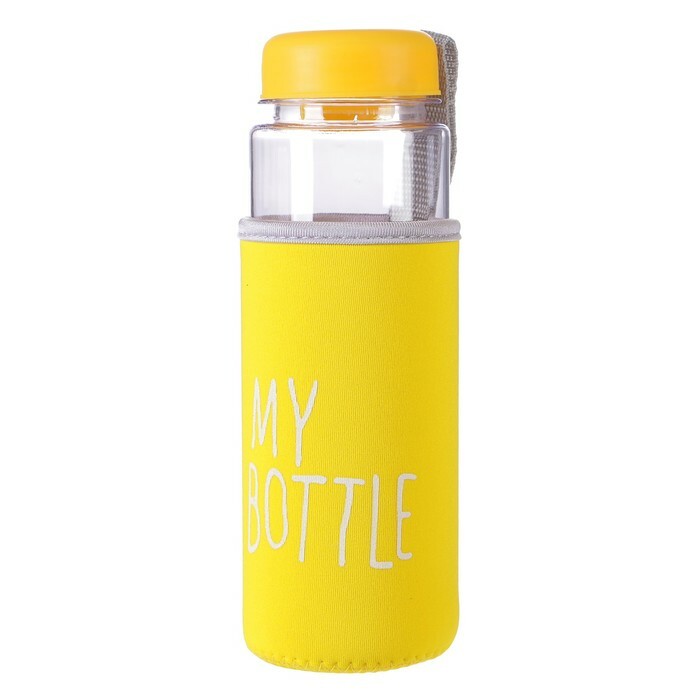 Wasserflasche 500 ml My Bottle, im Etui, Schraubverschluss, gelb, 6,5x6,5x19 cm