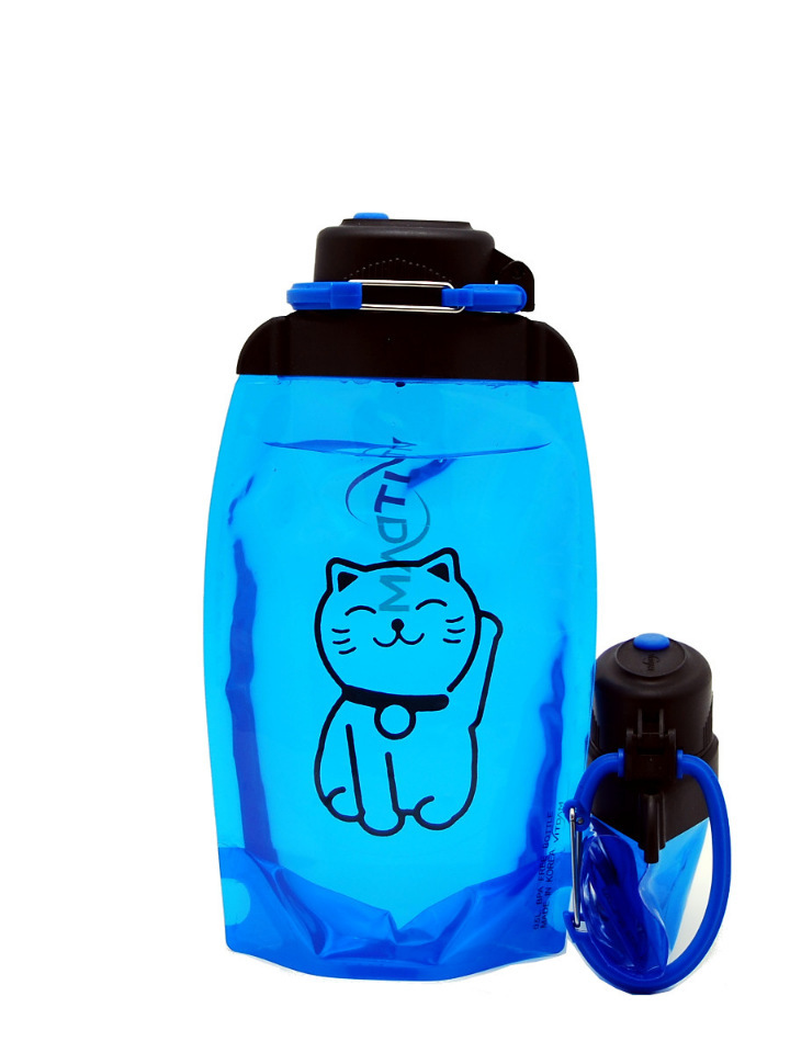 Sulankstomas ekologiškas butelis, mėlynas, tūris 500 ml (straipsnis B050BLS-1305) su paveikslėliu