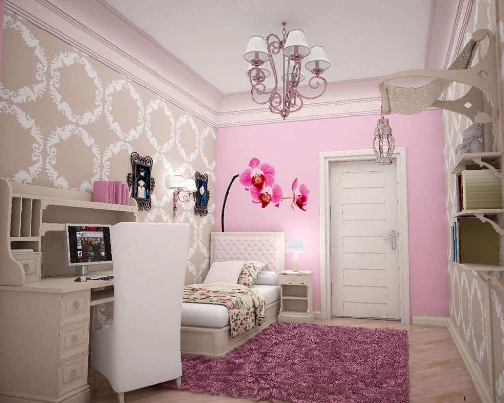 graues rosa Schlafzimmer mit Beige