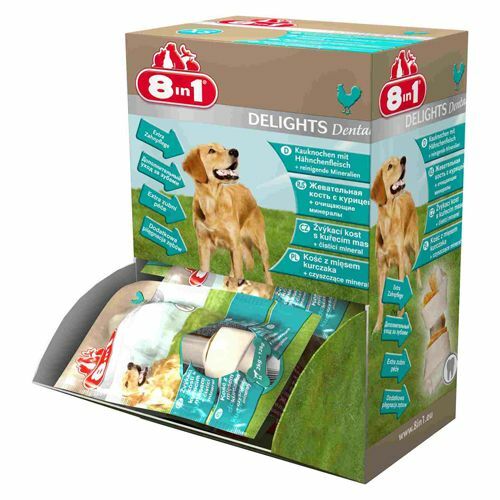 Treat for dogs 8 in 1 DENTAL DELIGHTS XS Bones for brushing teeth 7.5 cm (1 pc.)