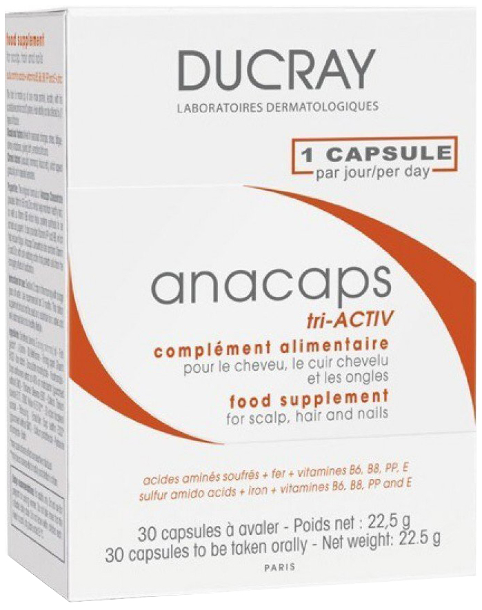 Für Haar und Kopfhaut Ducray Anacaps Tri-Activ Nahrungsergänzungsmittel 30 Kapseln