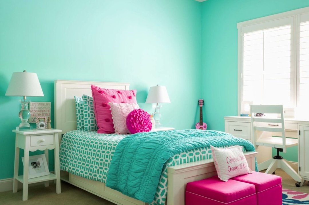 nápady ružovej modrej spálne