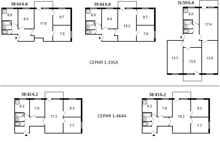 Ejemplos de diseños de brezhnevka de cuatro habitaciones.