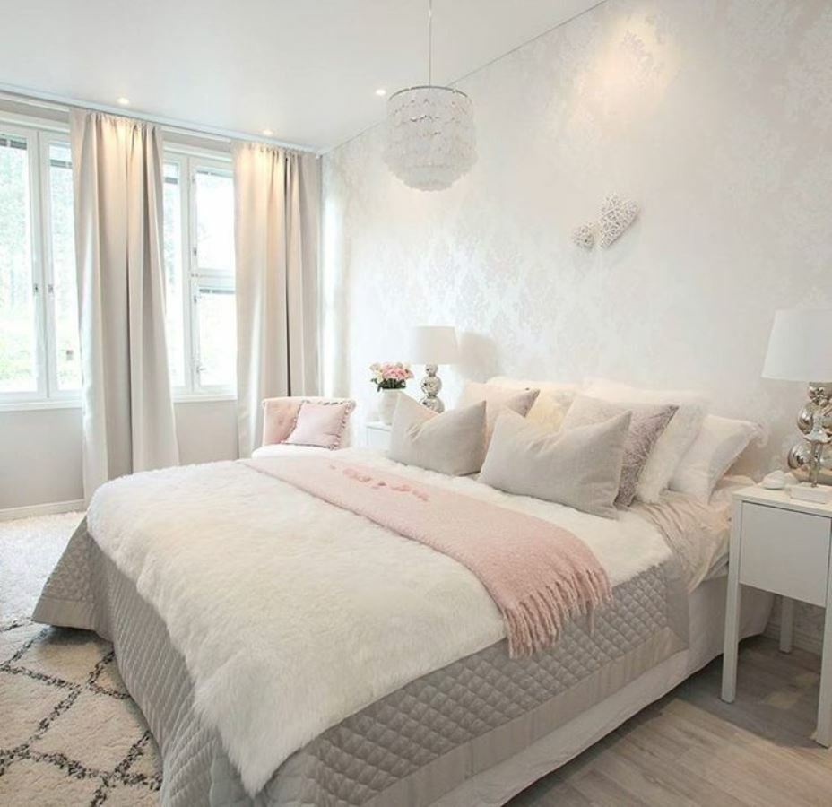 graues rosa Schlafzimmer Ideen Design