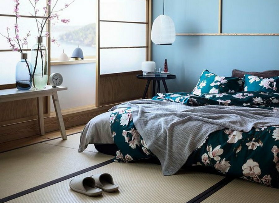 Dekorer et soverom i interiør i japansk stil