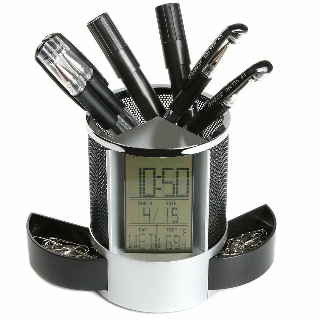 Reloj despertador de mesa con asa de malla, calendario con lápiz, temporizador de temperatura: precios desde 2,00 $ baratos