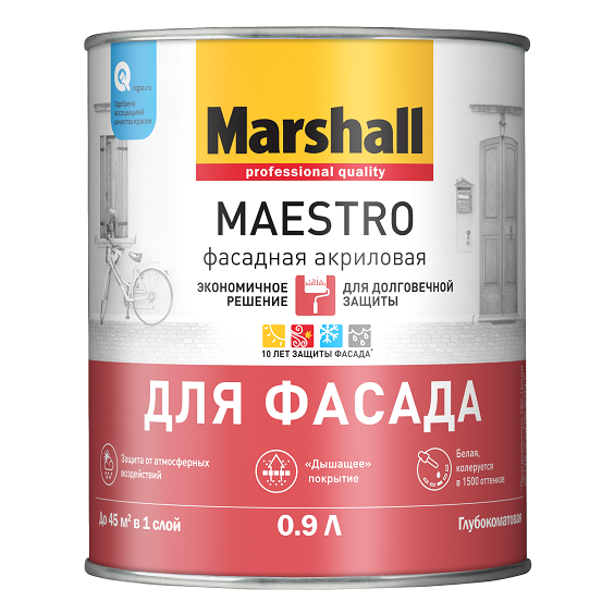Fassadenfarbe Marshall Maestro BW Basis tiefmatt 0,9 l