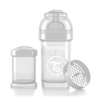 Kŕmiaca fľaša proti kolike Twistshake, biela (diamant), 180 ml