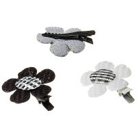 Schleifen-Haarnadeln für Hunde in Form einer Comilfo-Blume, 4 cm, 8 Stück (schwarz-weiß)