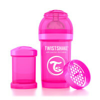 Twistshake Anti-Colic fľaša na kŕmenie ružová (Crazymonkey) 180 ml