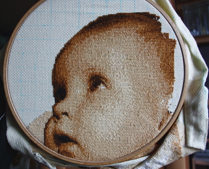 How embroidered portrait from photo
