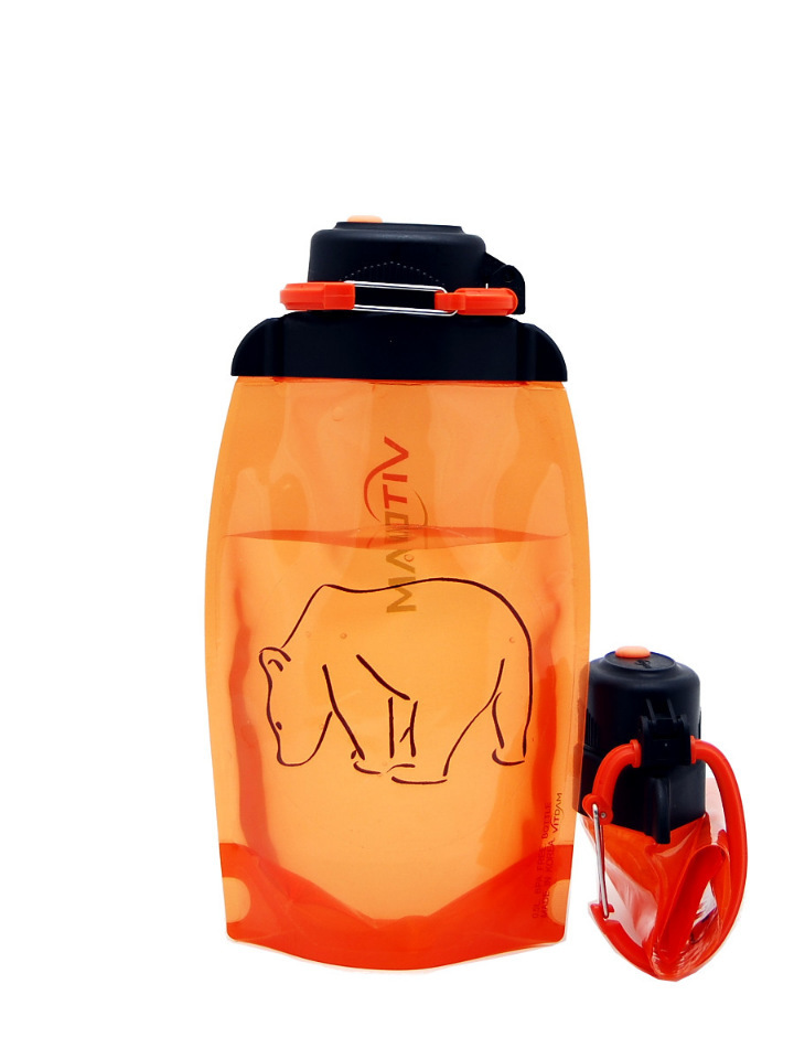 Sulankstomas ekologiškas butelis, oranžinis, tūris 500 ml (straipsnis B050ORS-1301) su paveikslėliu