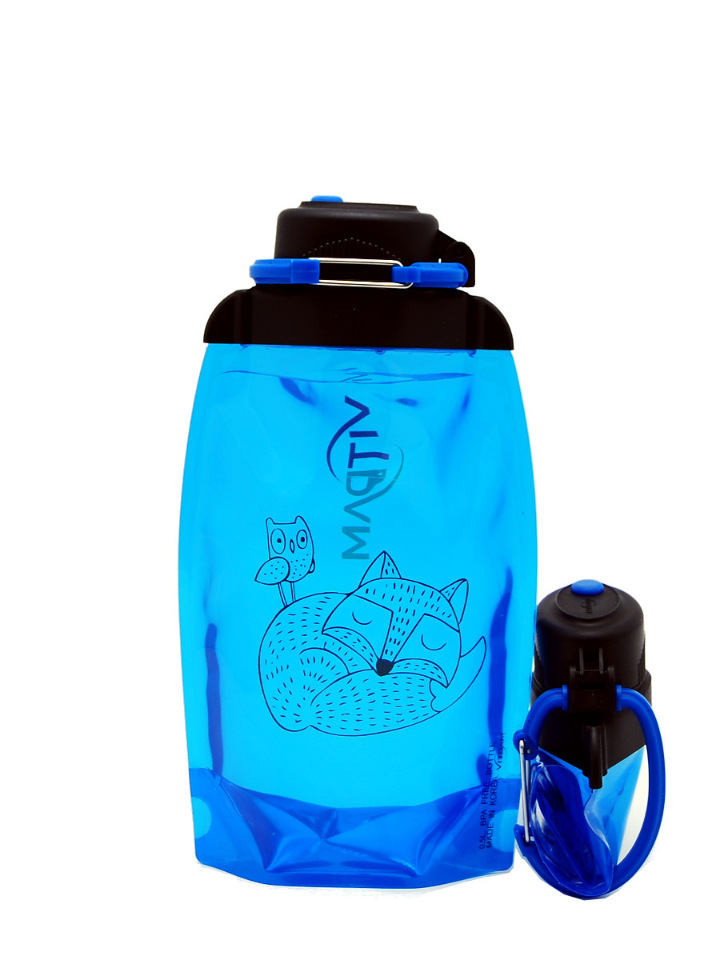 Sulankstomas ekologiškas butelis, mėlynas, tūris 500 ml (straipsnis B050BLS-1304) su paveikslėliu