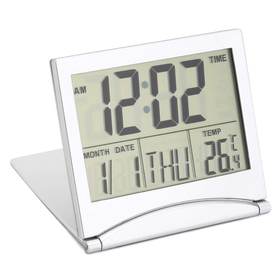 Digitaler LCD-Bildschirm Reisewecker Desktop Tischthermometer Timer Kalender