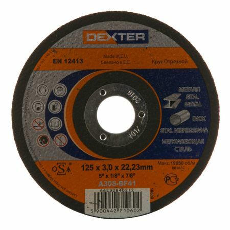 Schneidrad für Metall Dexter, Typ 41, 125x3x22,2 mm