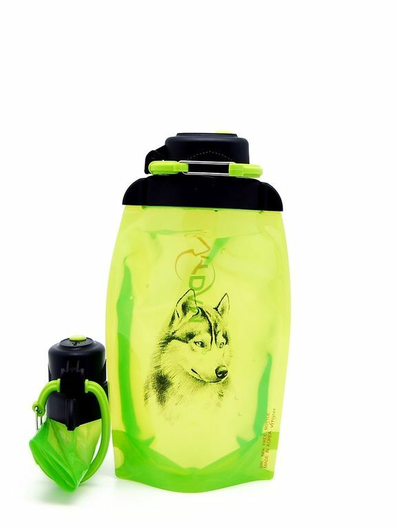 Sulankstomas eko butelis, geltonai žalios spalvos, tūris 500 ml (gaminys B050YGS-1303) su paveikslėliu