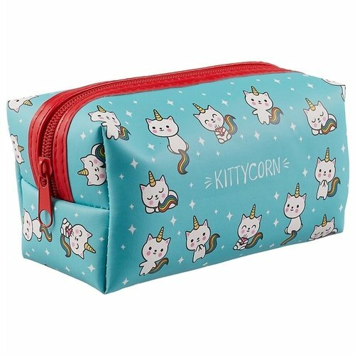 Kosmetiktasche mit Reißverschluss Einhorn Katzen (16x8) (PVC-Box) (12-11835-kittycorn)