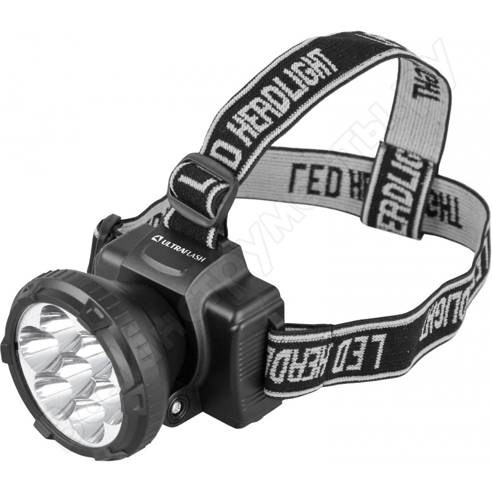 Čelovka ultraflash LED 5362 (nabíjateľná batéria 220 V, čierna, 7 diód, 2 výrezy, vrstva, box) 11256