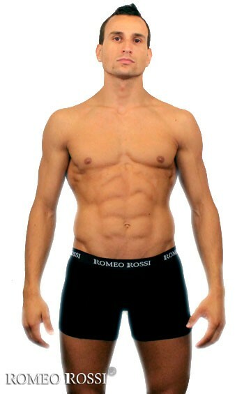 Romeo Rossi Boxer lunghi R7001-2 boxer da uomo allungati morbidi di colore nero