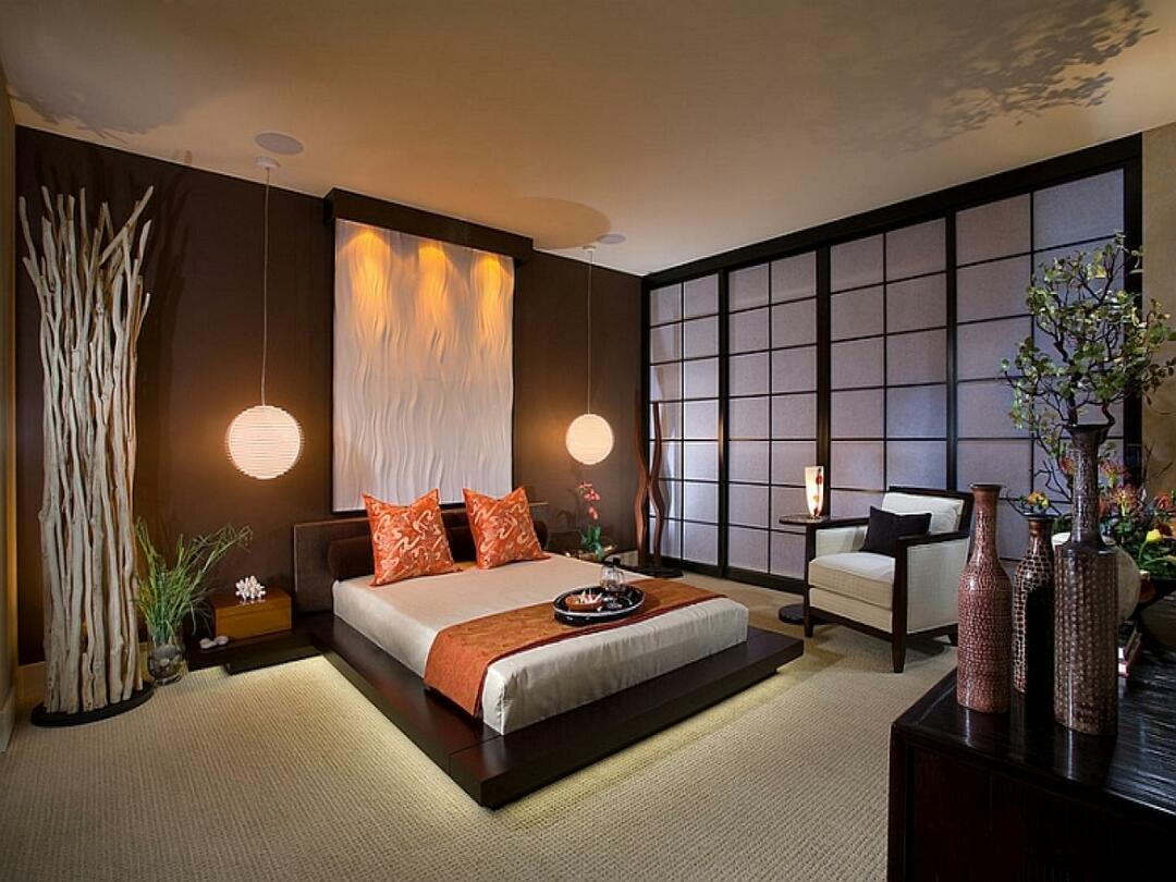 fotografija spalnice v japonskem slogu