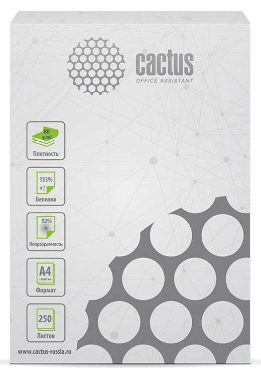 Kancelársky papier Cactus CS-OPB-A480250 A4, 80 g / m2, 250 listov, biely CIE153%