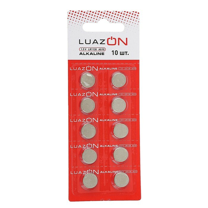 Pile alcaline Luazon, AG10, LR1130, blister, 10 pièces,