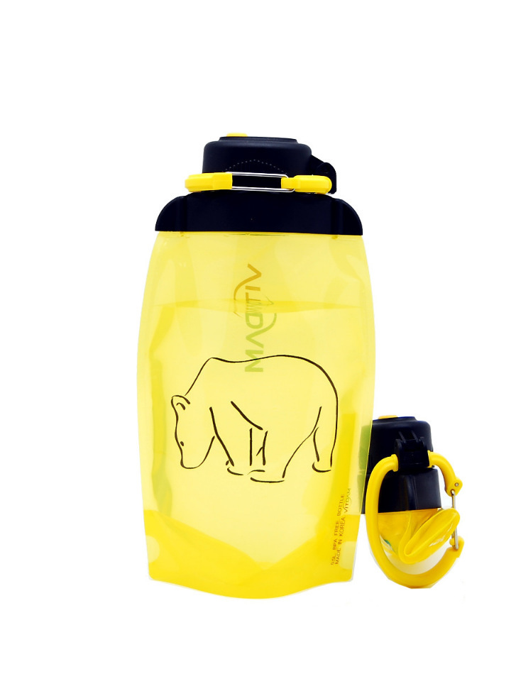 Sulankstomas ekologiškas butelis, geltonas, tūris 500 ml (gaminys B050YES-1301) su paveikslėliu