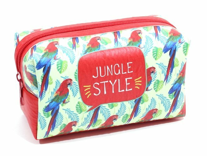 Kosmetiktasche mit Reißverschluss Jungle Style (Parrots) (16x8) (PVC-Box)