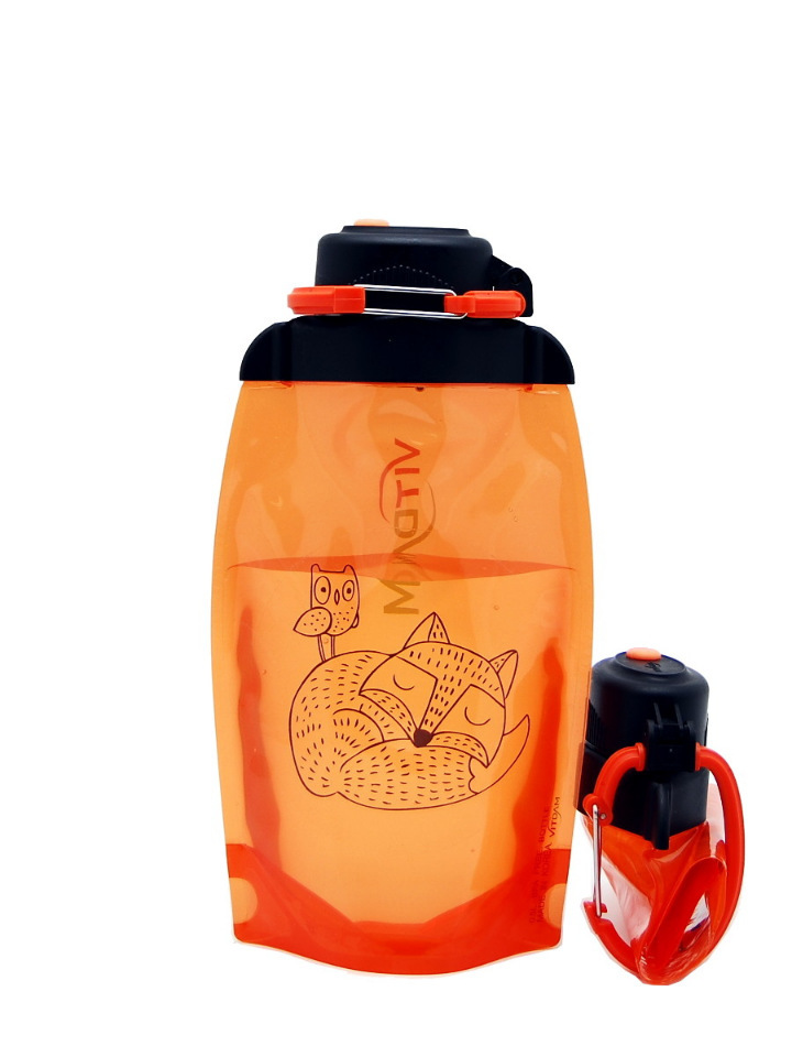 Sulankstomas ekologiškas butelis, oranžinis, tūris 500 ml (straipsnis B050ORS-1304) su paveikslėliu