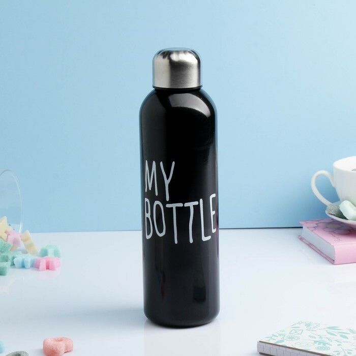 My Bottle 750 ml Wasserflasche, Schraubverschluss, schwarz, 6,5x24 cm