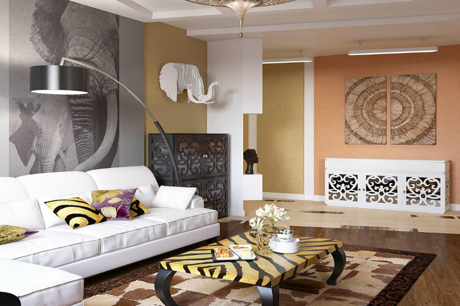 Obývacia izba v africkom štýle