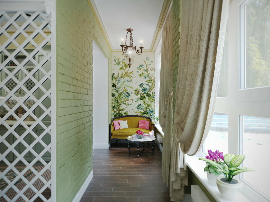 Interiérová dekorace balkonu ve stylu Provence