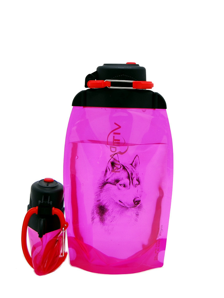 Sulankstomas ekologiškas butelis, rožinis, tūris 500 ml (straipsnis B050PIS-1303) su paveikslėliu