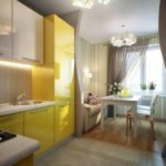 Gelbe Möbel in der Küche