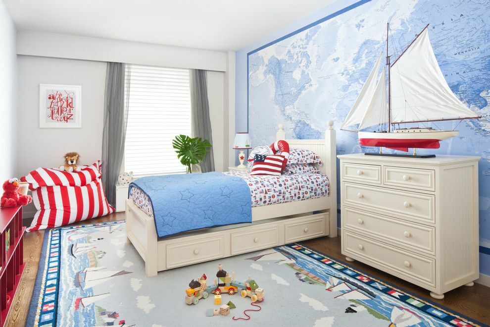 Oblikovanje otroške sobe v modrih tonih