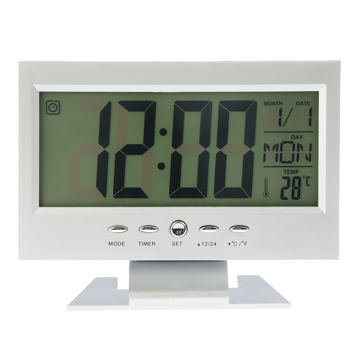 Elektronischer Wecker rechteckig, Hintergrundbeleuchtung, Temperatur, Datum, 2AAA, 14,5 * 11cm