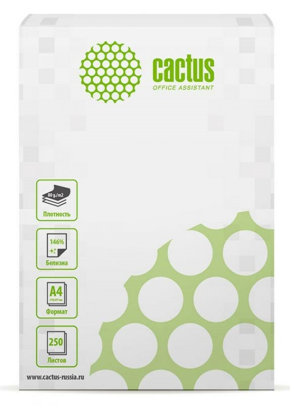 Kancelársky papier Cactus CS-OP-A480250 A4, 80 g / m2, 250 listov, biely CIE146%