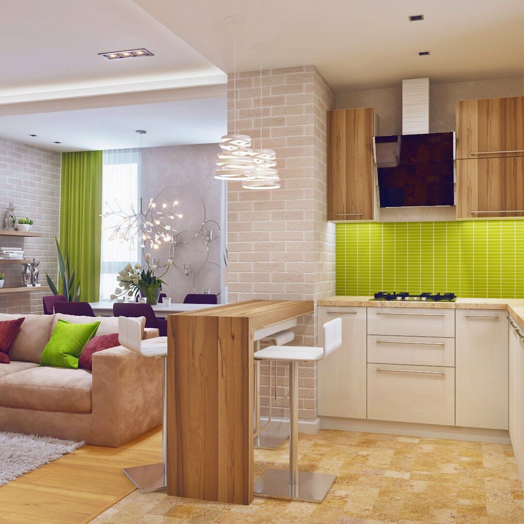 Design cucina-soggiorno +100 foto di opzioni interne moderne