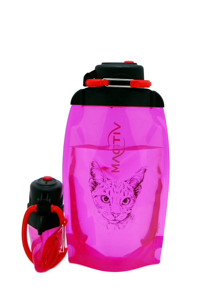 Sulankstomas ekologiškas butelis, rožinis, tūris 500 ml (straipsnis B050PIS-1302) su paveikslėliu