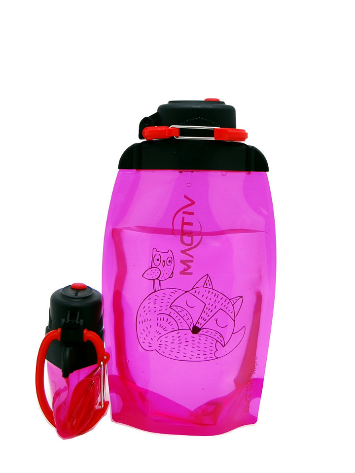 Sulankstomas ekologiškas butelis, rožinis, tūris 500 ml (straipsnis B050PIS-1304) su paveikslėliu